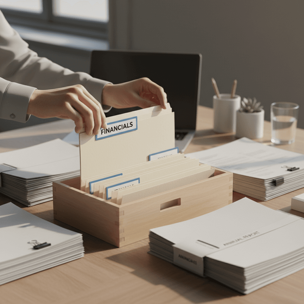Organized business process folders on a desk